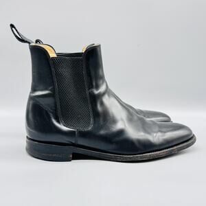 Charles Tyrwhitt Boots Mens 10.5 Black Leather Chelsea Ankle Slip On Glossy